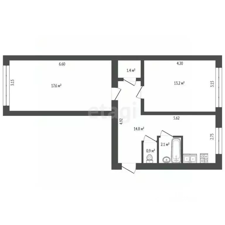 2-к кв. Санкт-Петербург просп. Маршала Блюхера, 65 (50.0 м) - Фото 2