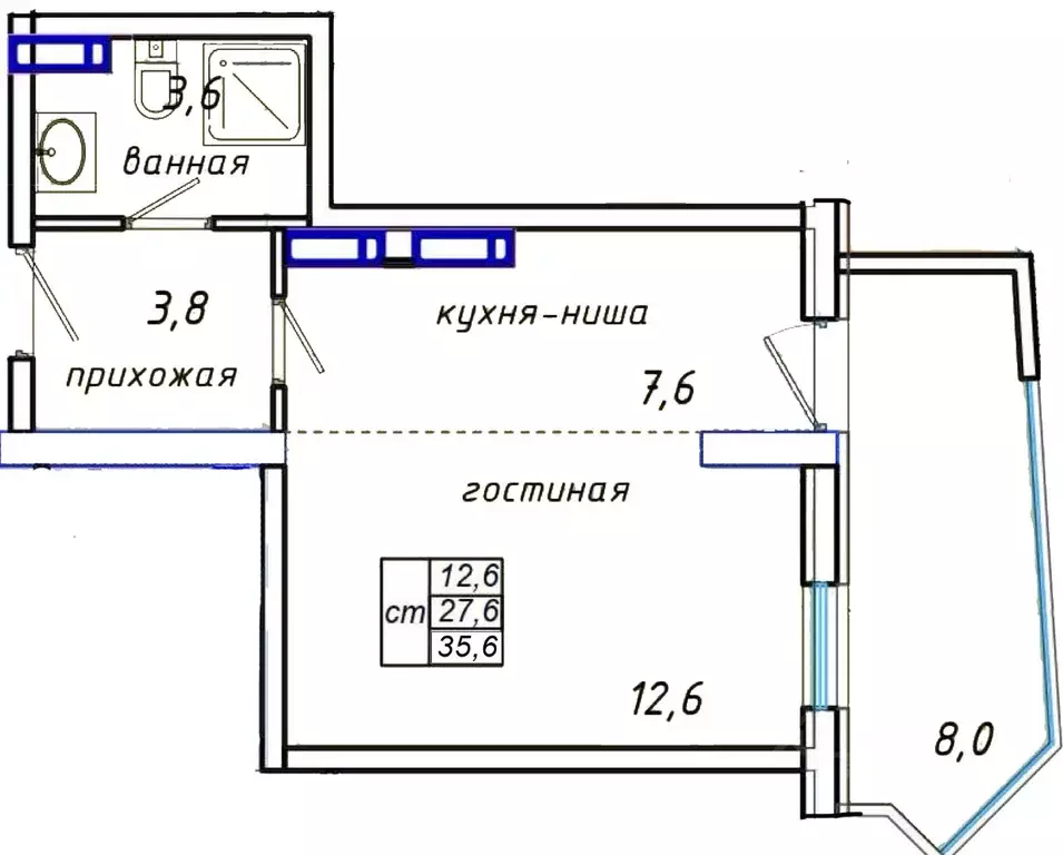 1-к кв. Крым, Ялта городской округ, Гурзуф пгт  (35.6 м) - Фото 0