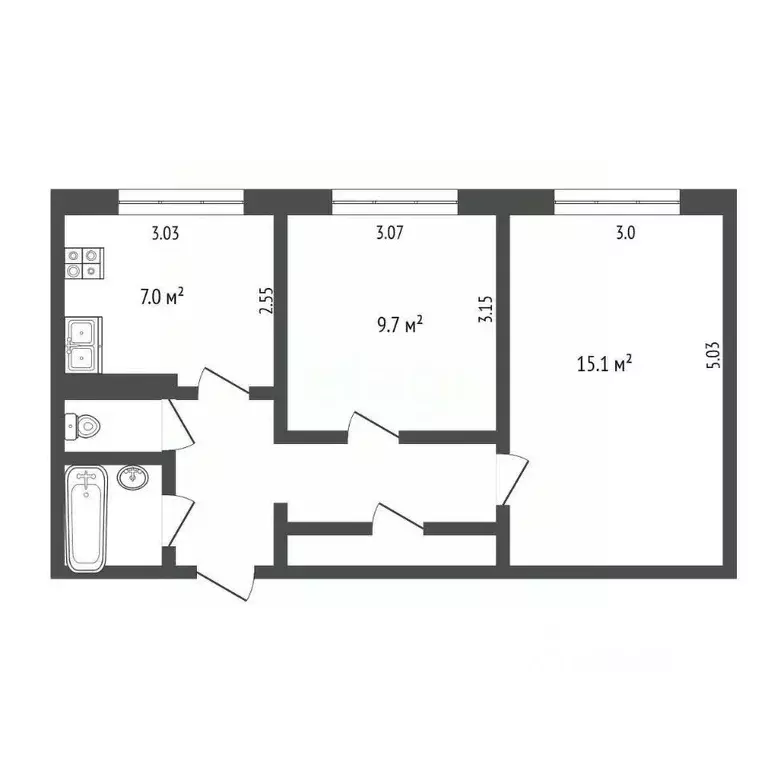 2-к кв. Ямало-Ненецкий АО, Ноябрьск Советская ул., 90Б (44.4 м) - Фото 2