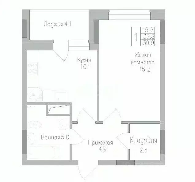 1-к кв. Липецкая область, Липецк ул. Тельмана, 120 (39.9 м) - Фото 2