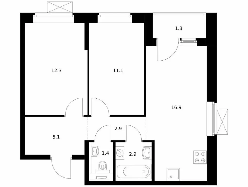 2-комнатная квартира: Екатеринбург, ЖК Космонавтов 11, 4.2 (53.9 м) - Фото 0