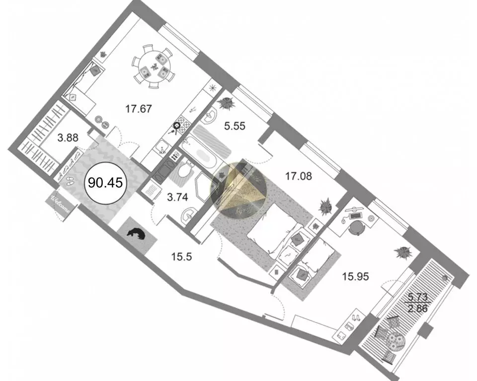 2-комнатная квартира: Санкт-Петербург, проспект Авиаконструкторов, 54 ... - Фото 1