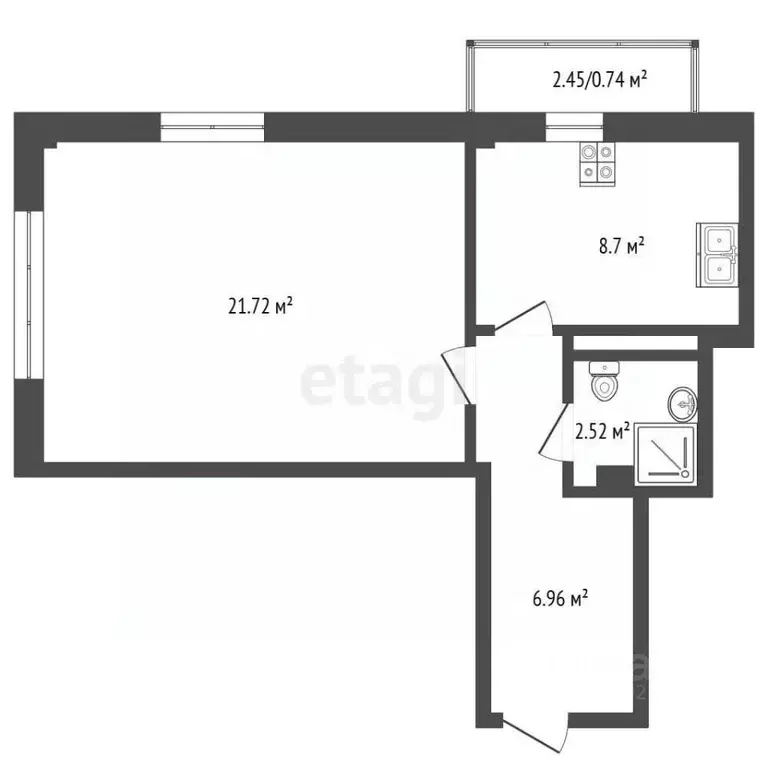 1-к кв. Крым, Симферополь ул. Балаклавская (41.1 м) - Фото 2