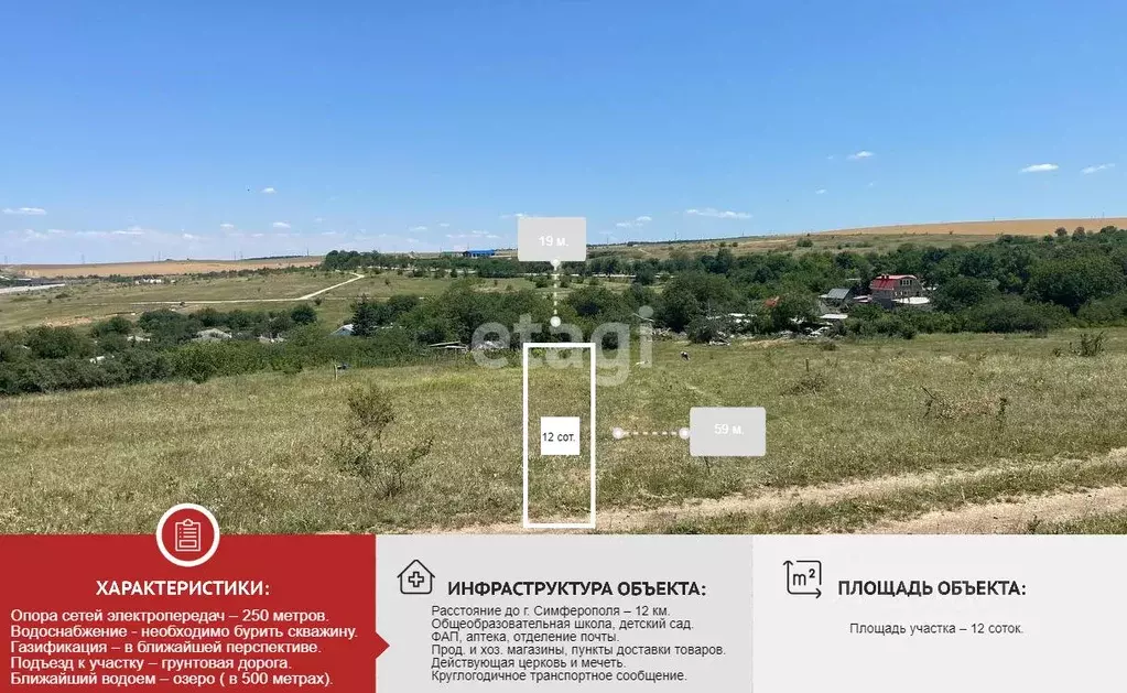 Участок в Крым, Симферопольский район, с. Мазанка ул. Ясная (12.0 ... - Фото 0