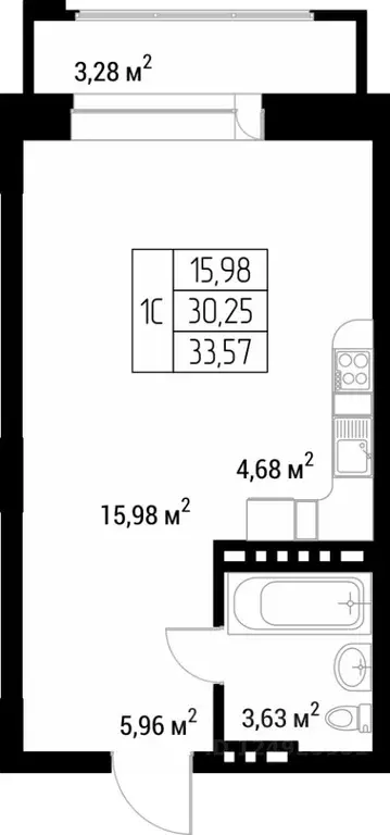 Студия Алтай, Горно-Алтайск Олимп жилой комплекс (33.57 м) - Фото 1