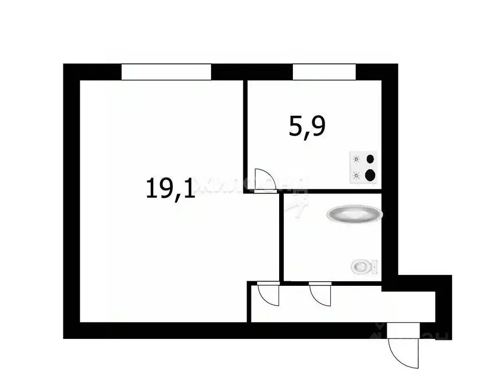 1-к кв. Новосибирская область, Новосибирск ул. Петухова, 28 (32.4 м) - Фото 0