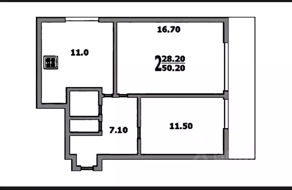 2-к кв. Москва Ярославское ш., 55 (50.5 м) - Фото 2