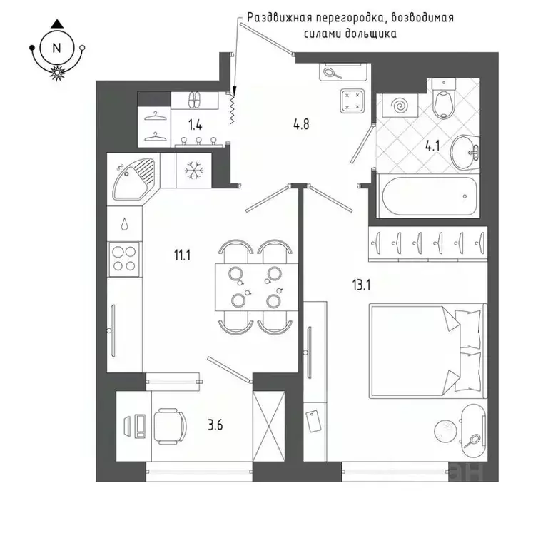 1-к кв. Санкт-Петербург бул. Измайловский, 9 (36.2 м) - Фото 0