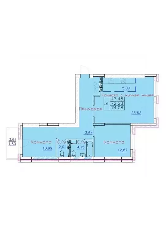 3-к кв. Томская область, Северск ул. Ленина, 116 (74.08 м) - Фото 0