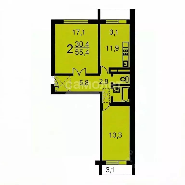 2-к кв. Москва Братиславская ул., 18К2 (55.4 м) - Фото 2