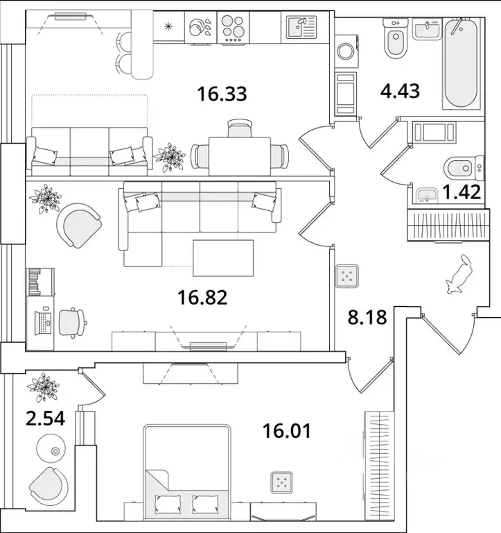 2-к кв. Санкт-Петербург Кубинская ул., 82к3с1 (64.5 м) - Фото 0