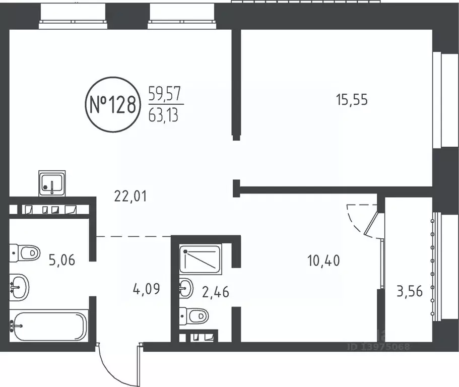 2-к кв. Иркутская область, Иркутск ул. Эдуарда Дьяконова, 10 (63.13 м) - Фото 0