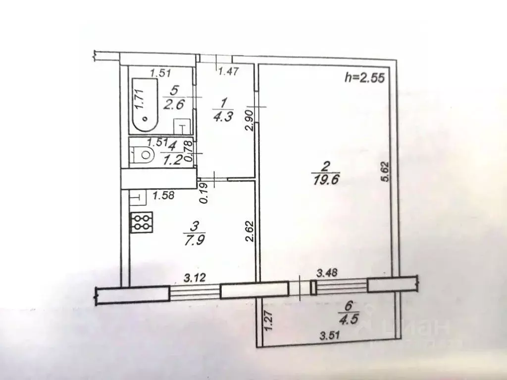 1-к кв. Тверская область, Тверь ул. Склизкова, 70к4 (40.1 м) - Фото 2