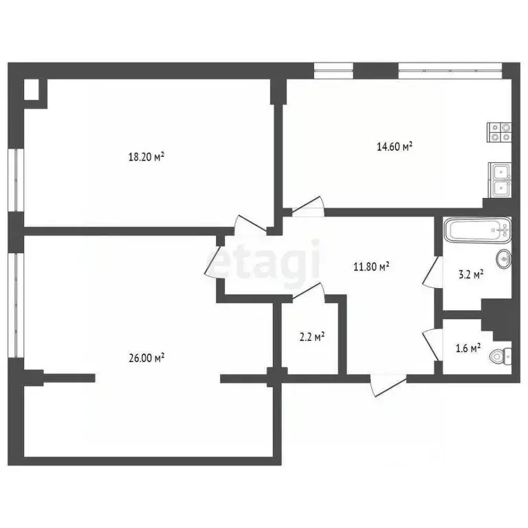 2-к кв. Ямало-Ненецкий АО, Новый Уренгой Строителей мкр, 7/2 (76.9 м) - Фото 2