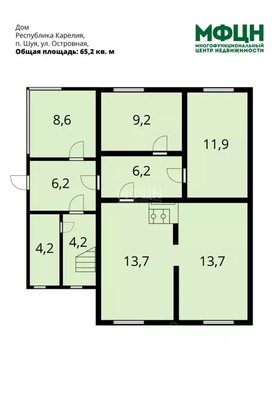 3-к кв. Карелия, Прионежский район, пос. Шуя ул. Островная, 20 (65.2 ... - Фото 1