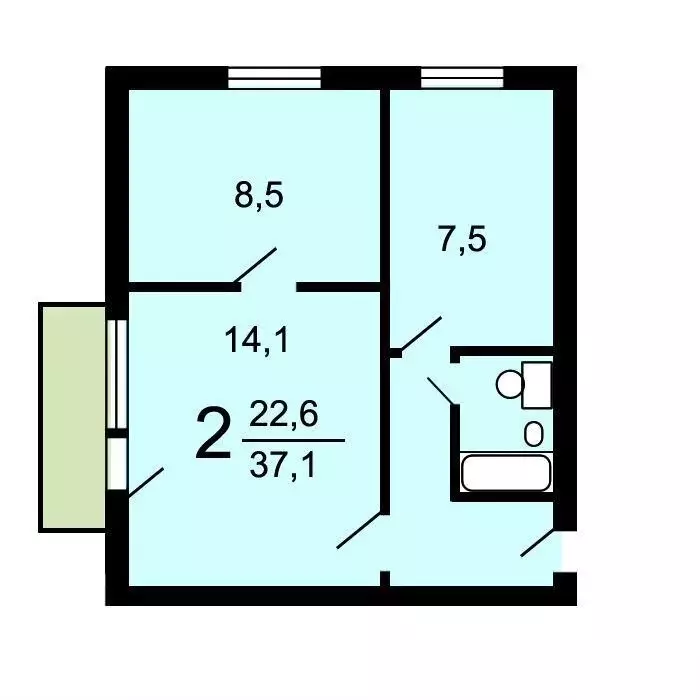 2-комнатная квартира: Москва, Волгоградский проспект, 10 (38 м) - Фото 1