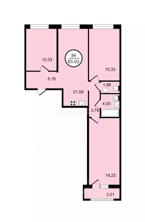 3-к кв. Санкт-Петербург Планерная ул., 87к1 (85.3 м) - Фото 1