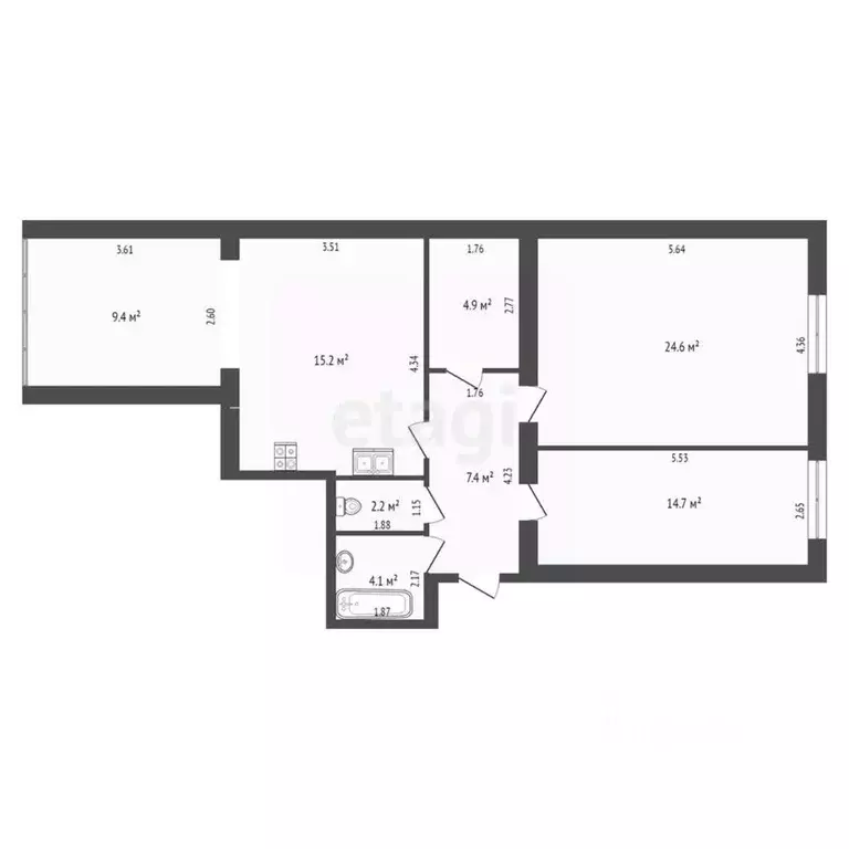 3-к кв. Ростовская область, Ростов-на-Дону Кузнечная ул., 129 (91.0 м) - Фото 1