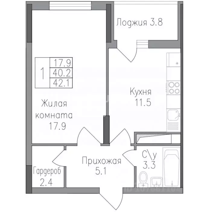 1-к кв. Липецкая область, Липецк ул. Тельмана, 120 (42.1 м) - Фото 1