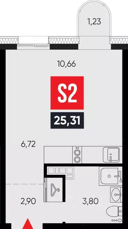 1-к кв. Иркутская область, Иркутск ул. Ширямова, 26 (25.31 м) - Фото 1