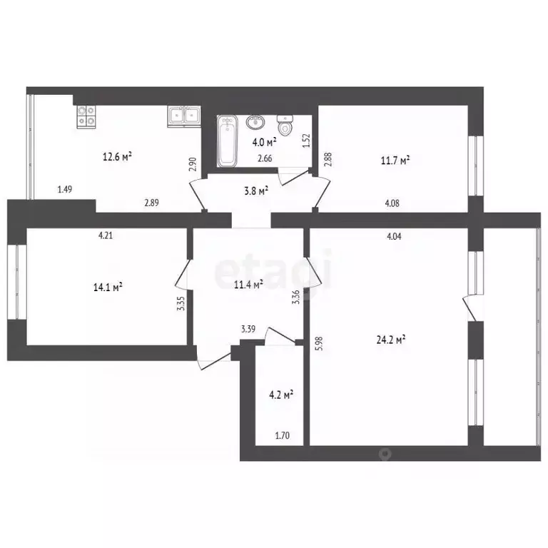 3-к кв. Татарстан, Альметьевск ул. Тимирязева, 18 (89.2 м) - Фото 2