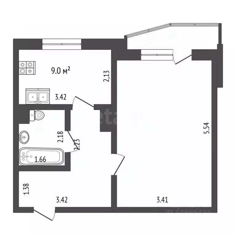 1-к кв. Москва, Москва, Московский г. ул. Москвитина, 7 (37.7 м) - Фото 2