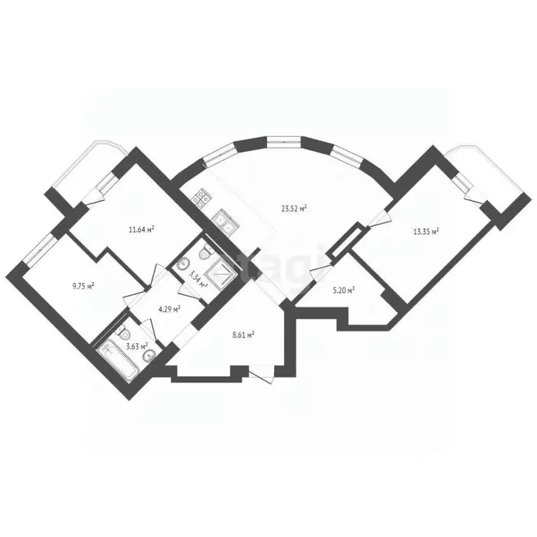 2-к кв. Тамбовская область, Тамбов Лермонтовская ул., 1Б (84.4 м) - Фото 1