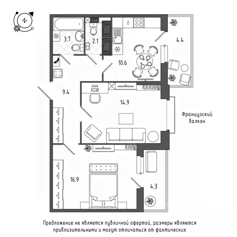 2-к кв. Санкт-Петербург Черниговская ул., 17 (62.1 м) - Фото 0