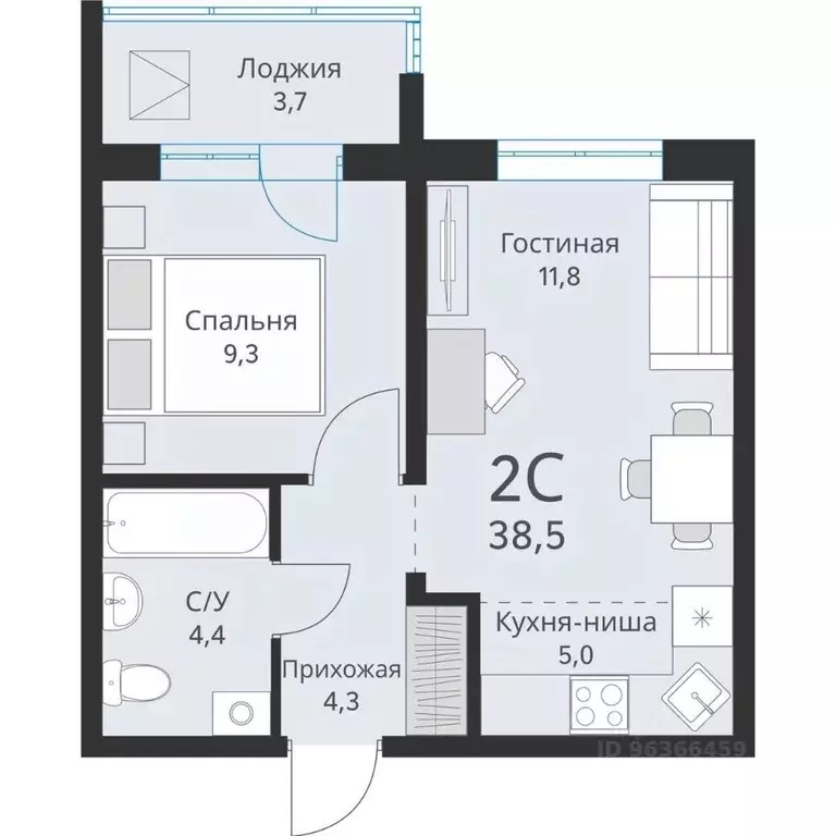 2-к кв. Новосибирская область, Обь  (36.7 м) - Фото 0