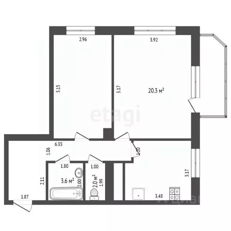 2-к кв. Тюменская область, Тюмень Солнечный проезд, 25к1 (62.0 м) - Фото 1