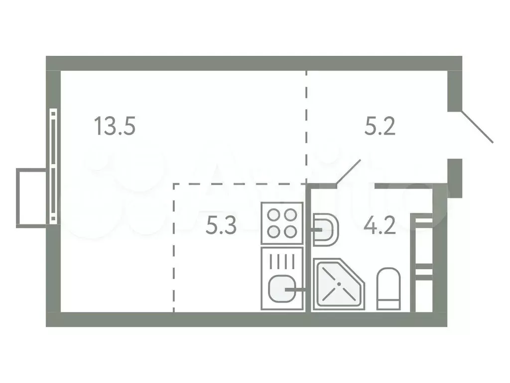 Квартира-студия, 28,2 м, 9/9 эт. - Фото 0