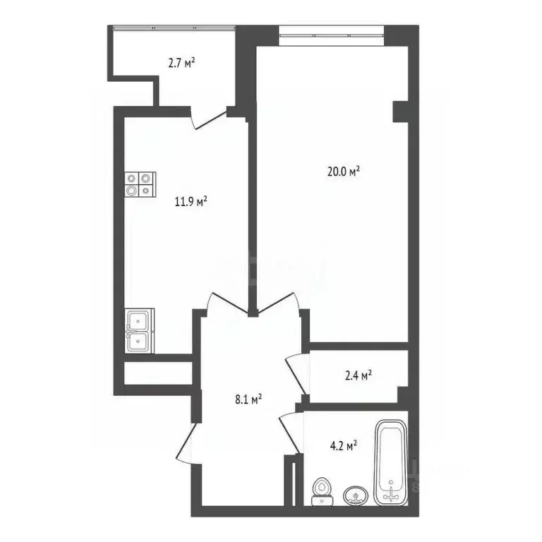 1-к кв. Ставропольский край, Ессентуки ул. Фридриха Энгельса (45.0 м) - Фото 2