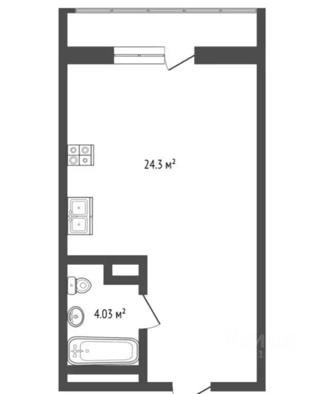 Студия Тюменская область, Тюмень ул. 30 лет Победы, 77 (18.5 м) - Фото 2