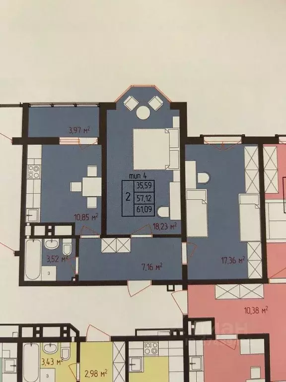 2-к кв. Краснодарский край, Анапа ш. Супсехское, 39к15 (62.0 м) - Фото 2