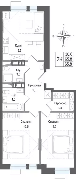 2-к кв. Московская область, Королев Первомайский мкр, Киноквартал ... - Фото 1