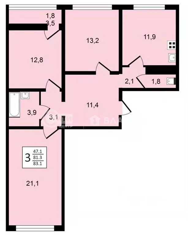 3-к кв. Воронежская область, Воронеж ул. Шишкова, 140Б/6 (83.1 м) - Фото 0