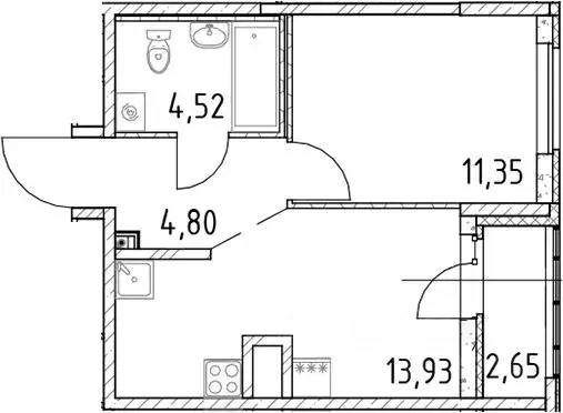 1-к кв. Ленинградская область, Всеволожский район, Свердловское ... - Фото 1
