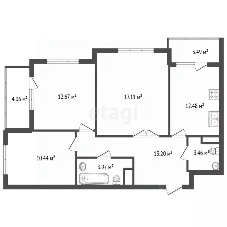 3-к кв. Санкт-Петербург Железноводская ул., 32 (85.6 м) - Фото 2