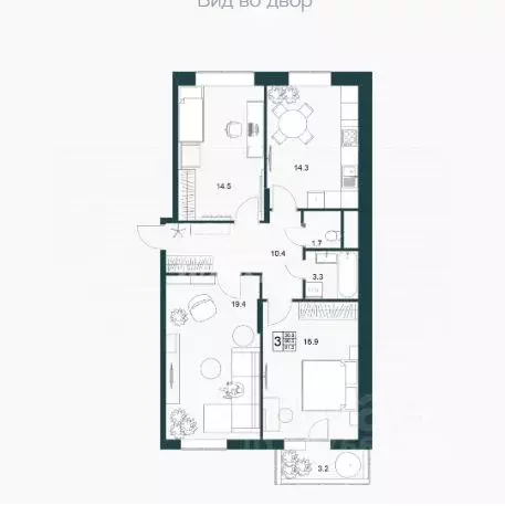 3-к кв. Липецкая область, Липецк Минская ул., 6Б (81.5 м) - Фото 1