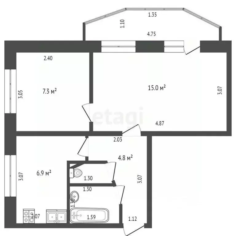 2-к кв. Московская область, Дмитров ДЗФС мкр, 9 (38.51 м) - Фото 2
