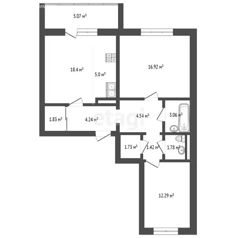 3-комнатная квартира: Миасс, проспект Макеева, 84 (62.1 м) - Фото 1