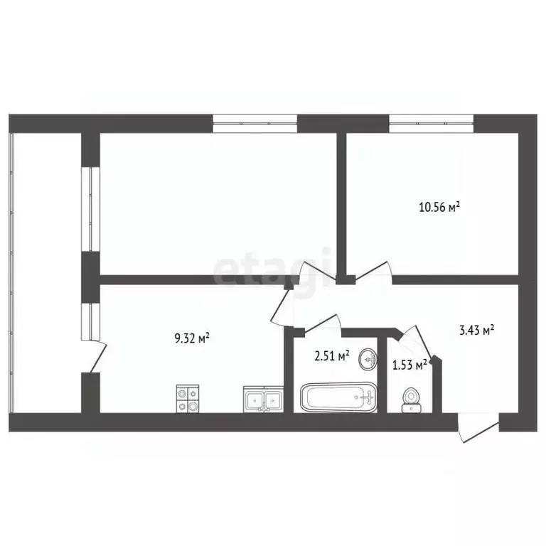 2-к кв. Калужская область, Калуга ул. Минская, 39 (53.7 м) - Фото 1