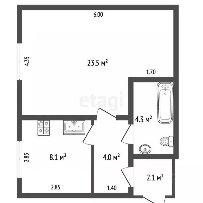 1-к кв. Ханты-Мансийский АО, Ханты-Мансийск Пионерская ул., 9 (42.0 м) - Фото 1