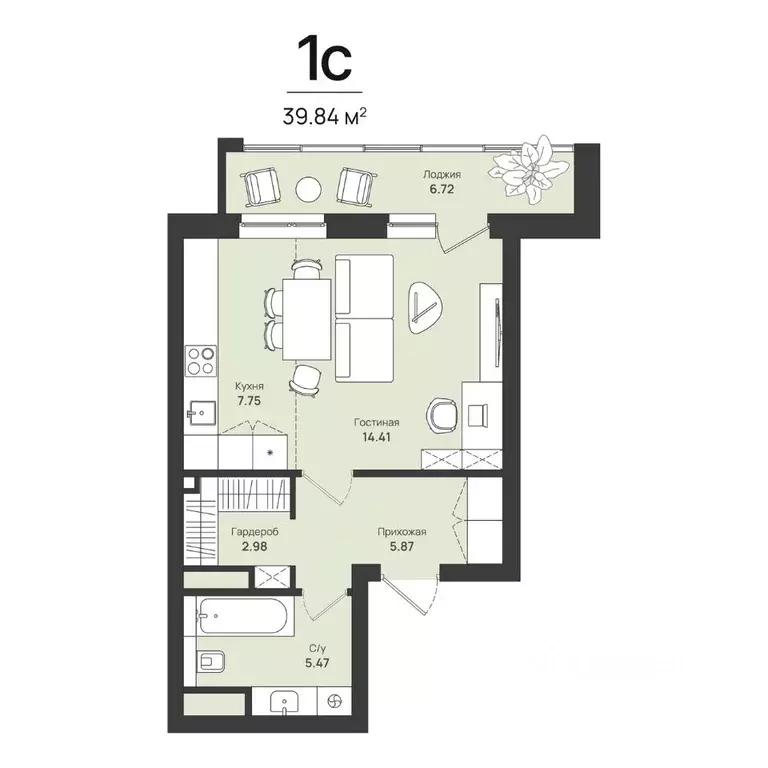 1-к кв. Пермский край, Пермь Уинская ул., 54 (39.84 м) - Фото 1