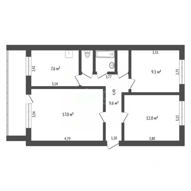 3-к кв. Амурская область, Благовещенск ул. Горького, 80 (64.0 м) - Фото 2