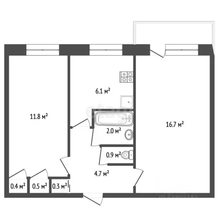 2-к кв. Ростовская область, Азов Азовский район, ул. Мира, 97 (55.0 м) - Фото 1