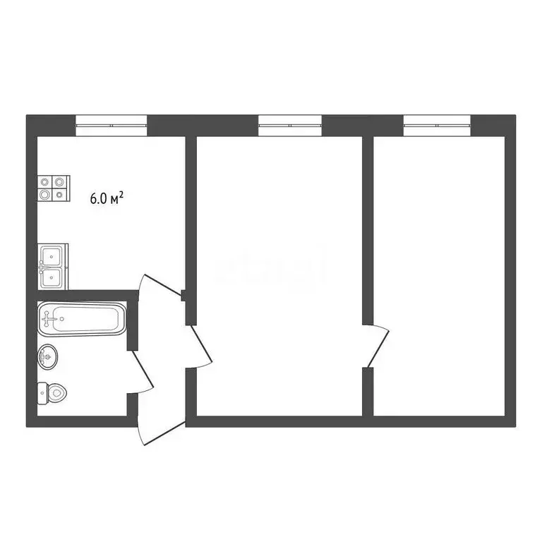 2-комнатная квартира: Тырныауз, улица Мизиева, 19 (43.5 м) - Фото 0