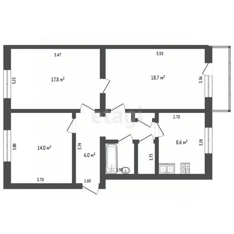 3-к кв. Кемеровская область, Кемерово Южный мкр, ул. Сергея Тюленина, ... - Фото 0