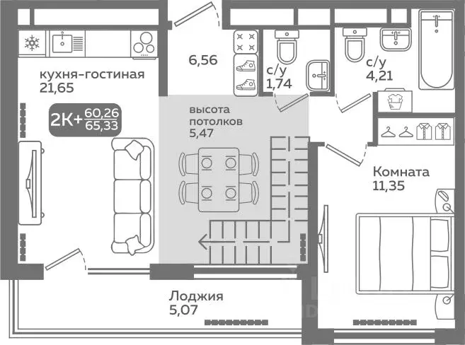 2-к кв. Тюменская область, Тюмень ул. Заполярная, 9/2 (60.26 м) - Фото 0