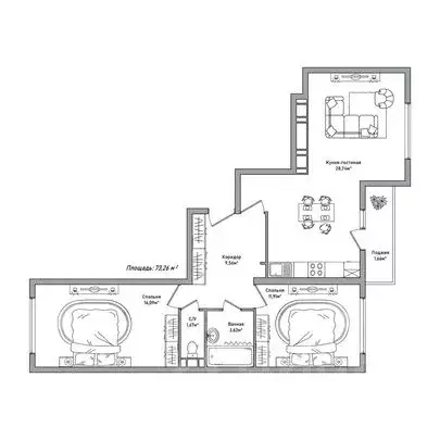 2-к кв. Ярославская область, Ярославль 2-й мкр,  (73.26 м) - Фото 1